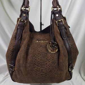 Michael Kors Bedford Python Embossed Leather Bag